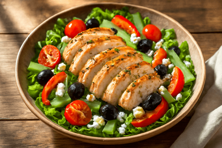 Ensalada Mediterránea de Pollo a la Parrilla