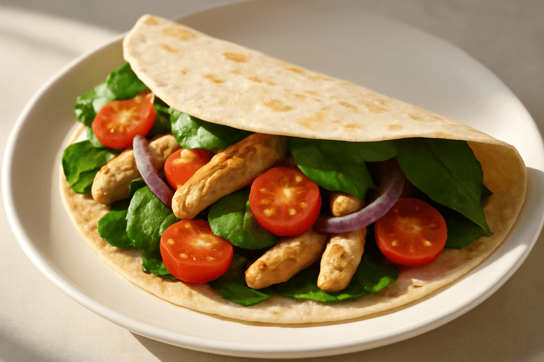 Tortilla de vegetales y pavo ligera