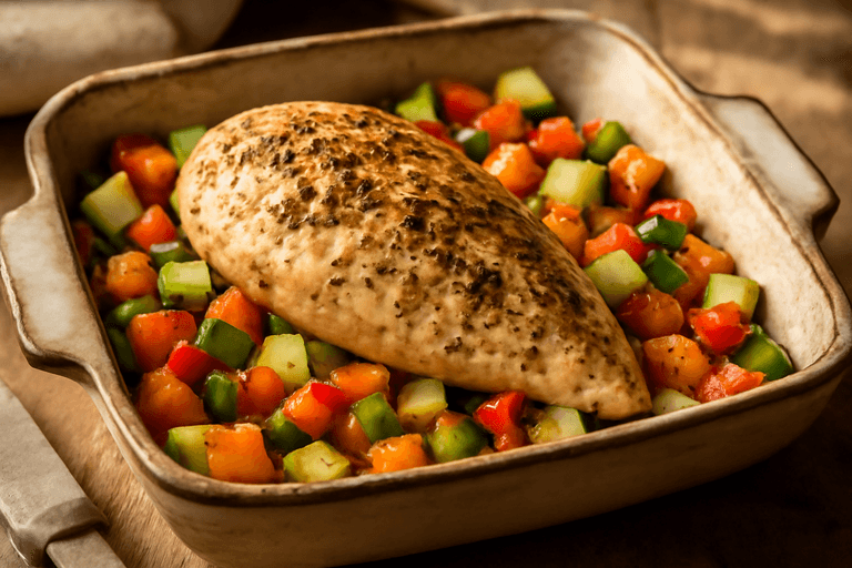 Poulet rôti léger aux légumes du jardin