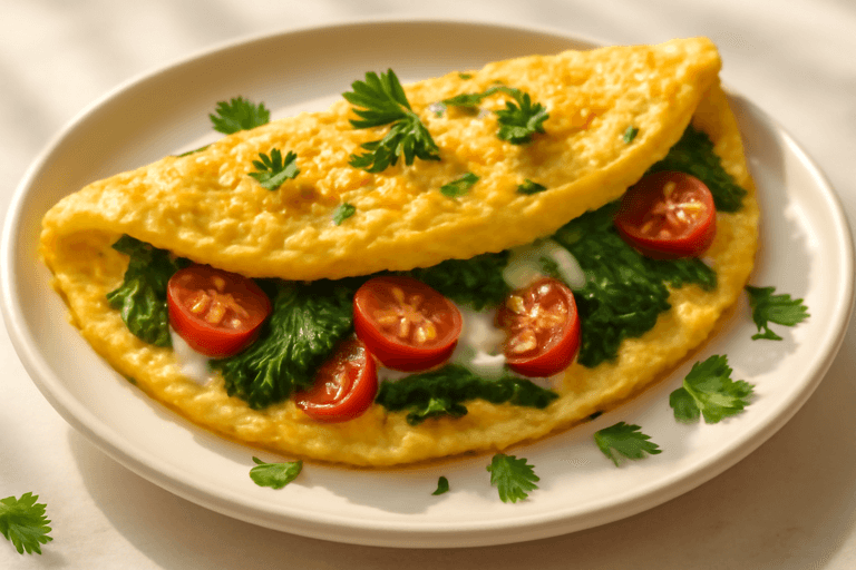 Omelete Clássica Nutritiva com Espinafre e Tomate