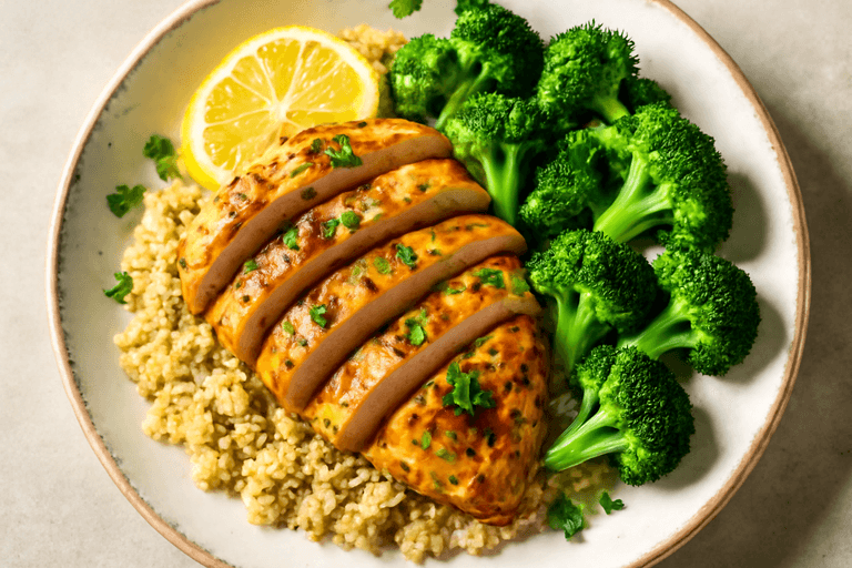 Lemon Herb Grilled Chicken with Steamed Broccoli & Quinoa