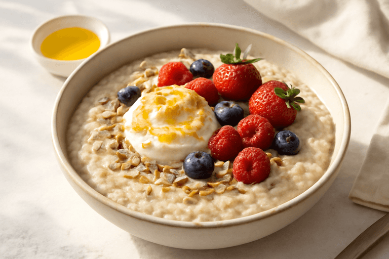 Proteinrik bär- och havregröt med frön