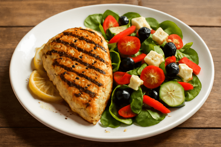 Pechuga de Pollo a la Plancha con Ensalada Mediterránea