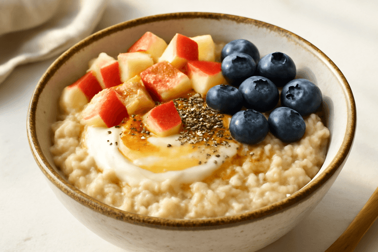 Tazón Energético de Desayuno Clásico con Avena, Yogur y Frutas