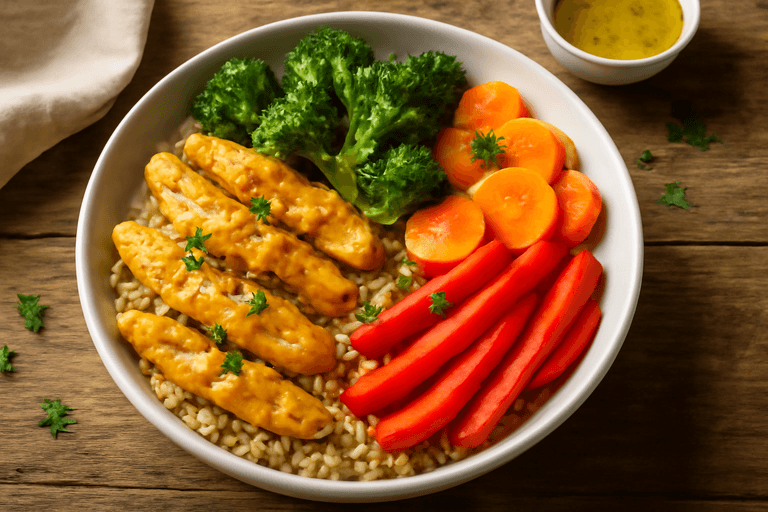 Leichter Hähnchen-Gemüse-Bowl