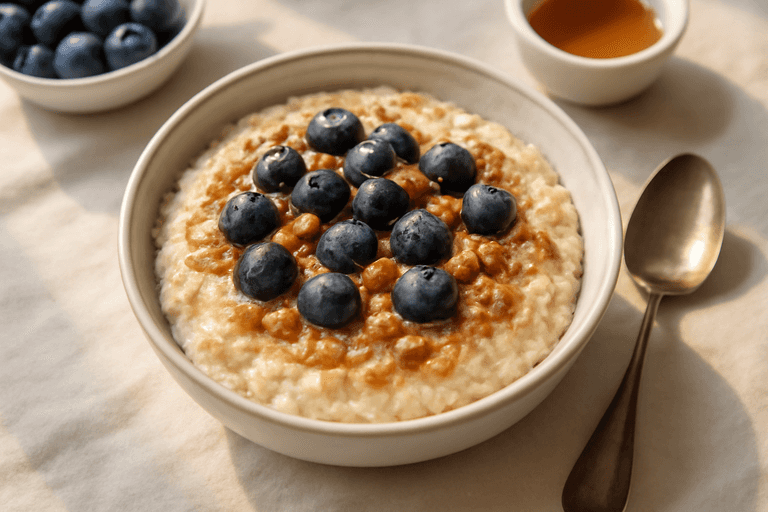 Proteinrik Havregrøt med Bær og Mandler