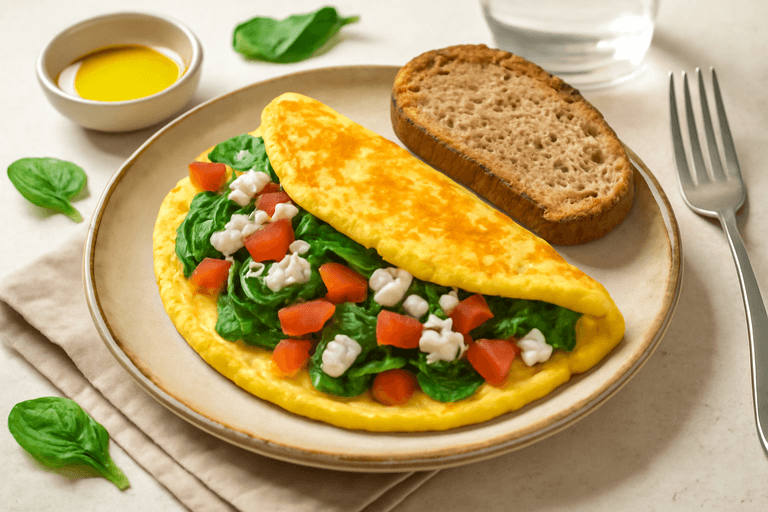 Κλασικό Ομελέτα Υψηλής Πρωτεΐνης με Σπανάκι & Ντομάτα