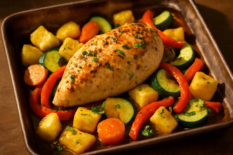 Στήθος Κοτόπουλου με Λαχανικά στο Φούρνο