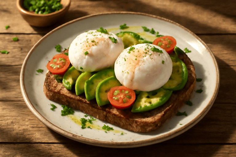Mic dejun clasic cu ouă poșate și avocado