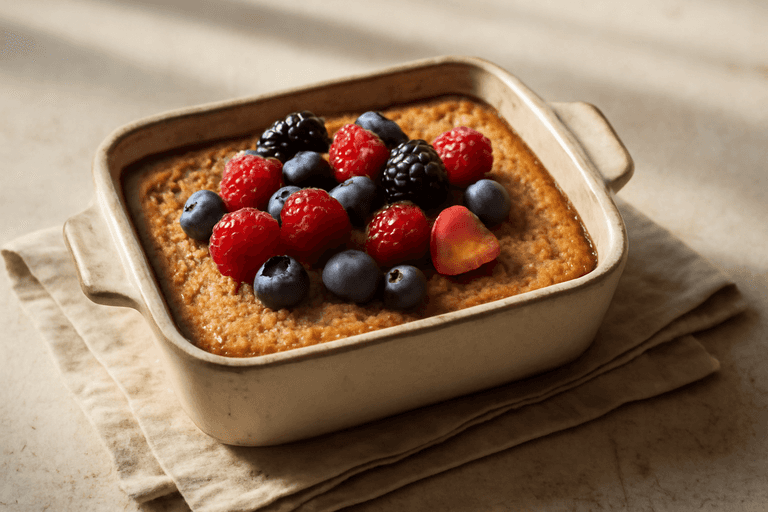 Gesunder Hafer-Quark Frühstücksauflauf