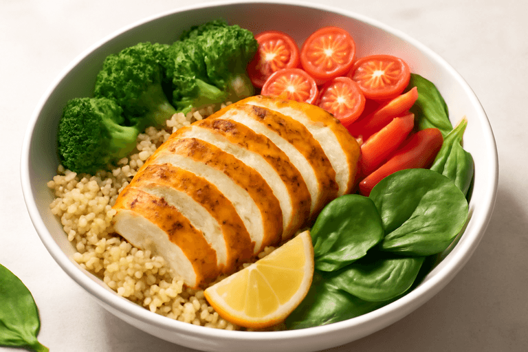 Hähnchen-Gemüse-Bowl mit Quinoa