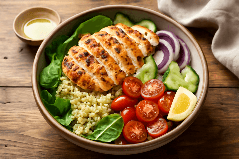 Grilled Chicken Power Bowl with Quinoa & Greens