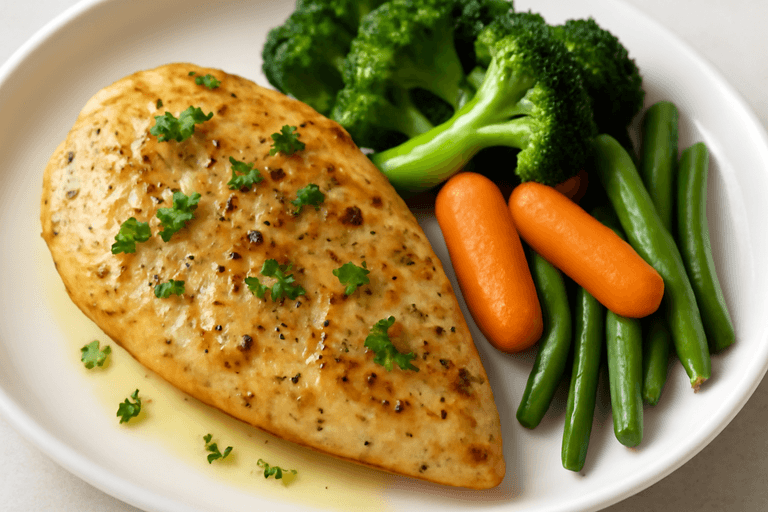 Lean Lemon Herb Chicken with Steamed Veggies