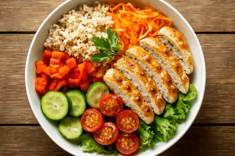 Salată de Pui cu Quinoa și Legume Colorate