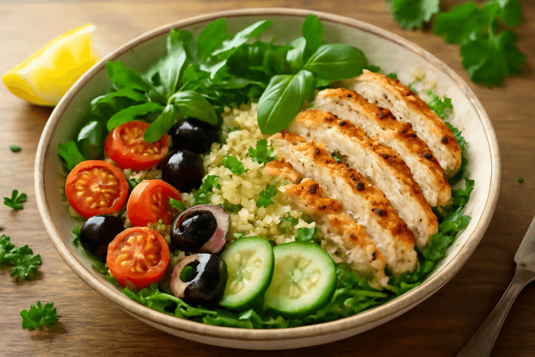 Insalata di Pollo Mediterranea con Quinoa