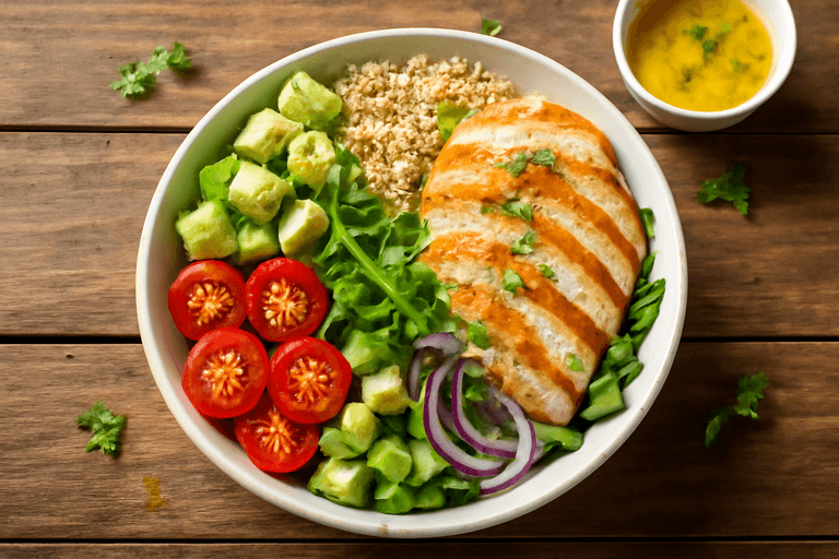 Proteinrik kyllingsalat med avokado og quinoa