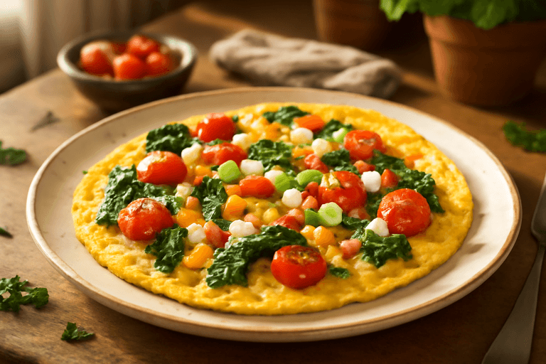 Proteinrik Klassisk Eggeomelett med Friske Grønnsaker