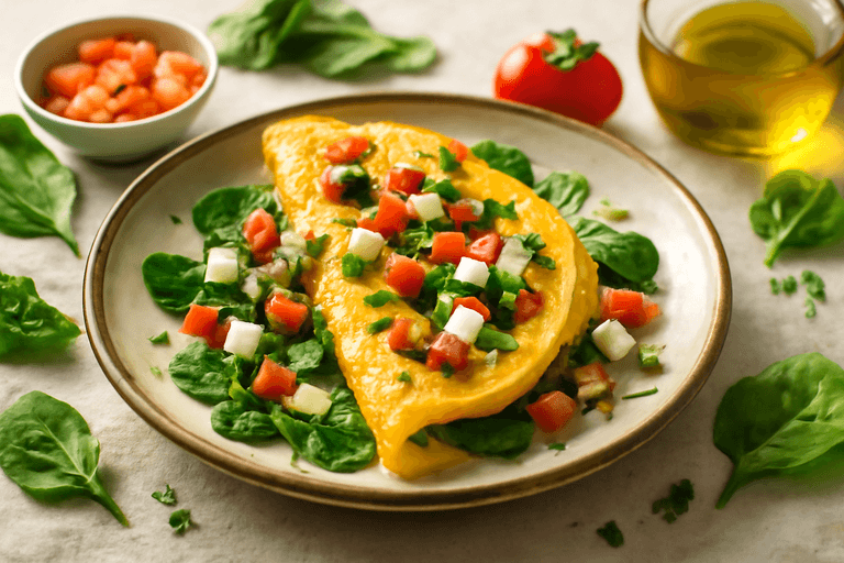 Κλασικό Ομελέτα με Σπανάκι και Ντομάτα