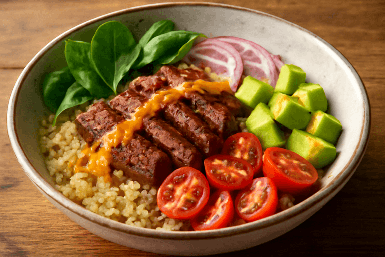 Herzhafter Rindfleisch-Quinoa-Bowl