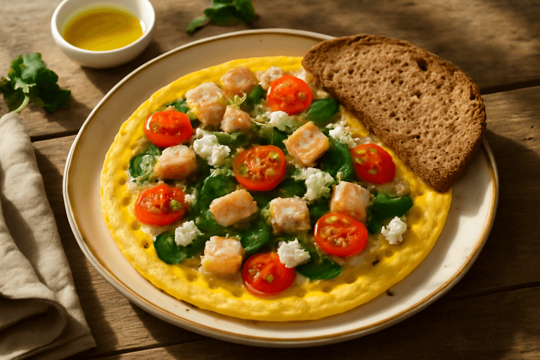 Mic dejun energizant clasic cu omletă proteică și legume