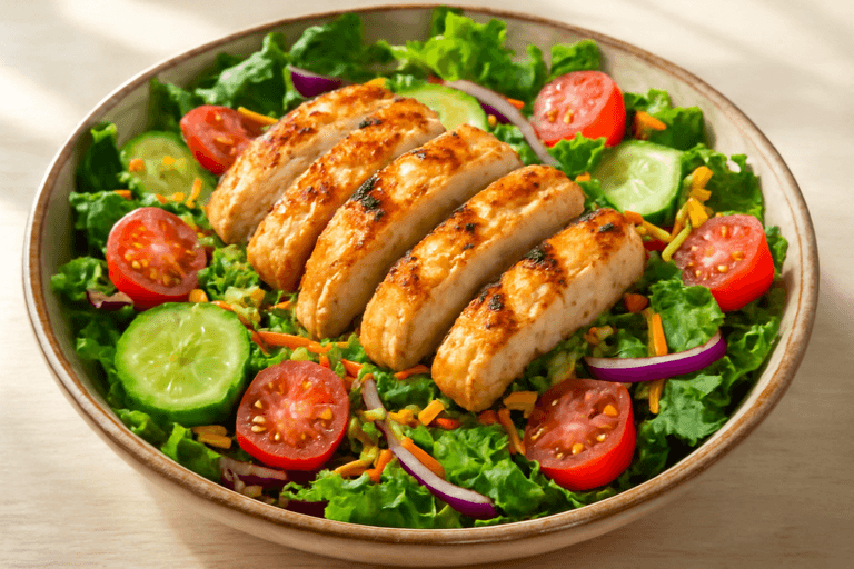 Färgglad Kycklingsallad med Citron-Vinägrett