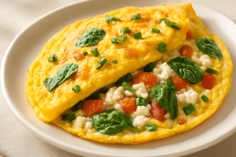 Omletă clasică cu legume și brânză slabă