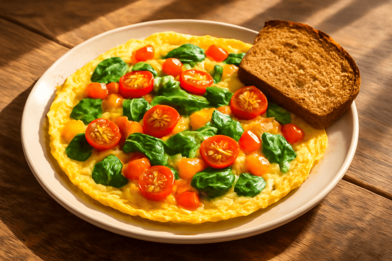 Omletă ușoară cu legume de grădină
