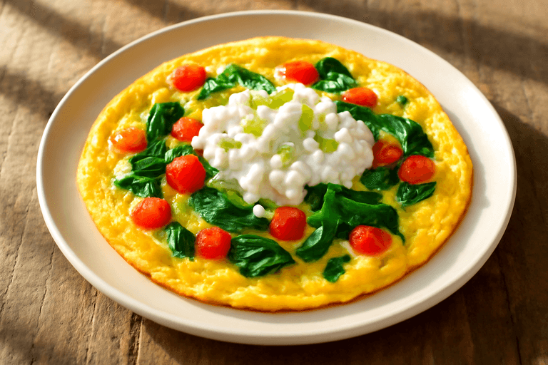 Omletă sățioasă cu legume și brânză