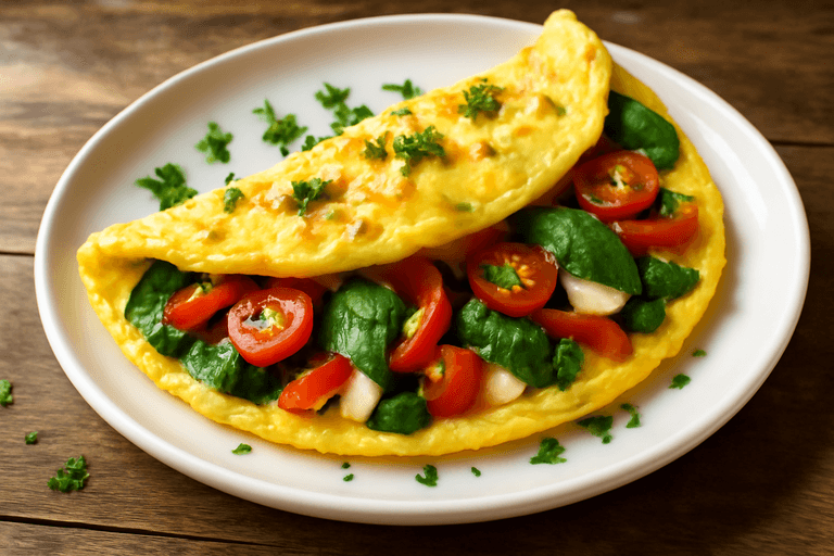 Omletă clasică cu legume și brânză slabă