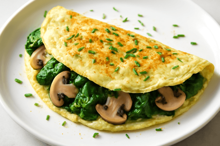 Omelette Légère aux Épinards et Champignons