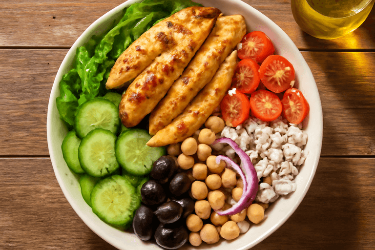 Ensalada Proteica de Pollo Mediterráneo