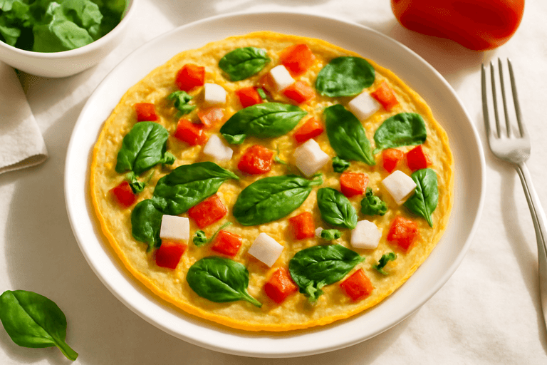 Omletă clasică cu legume proaspete și brânză slabă