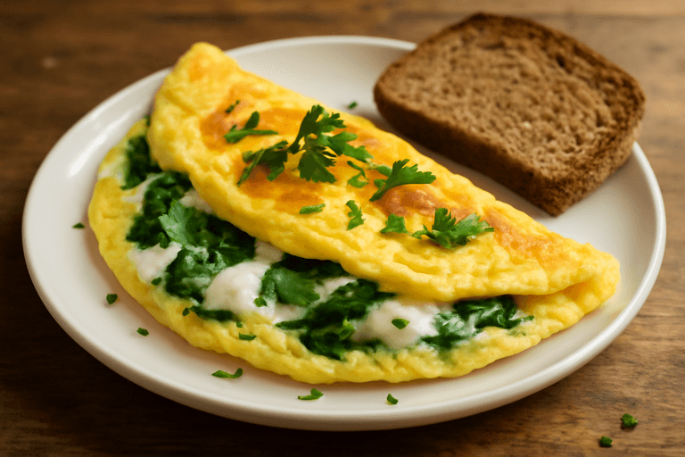 Tortilla de Espinacas y Queso Fresco
