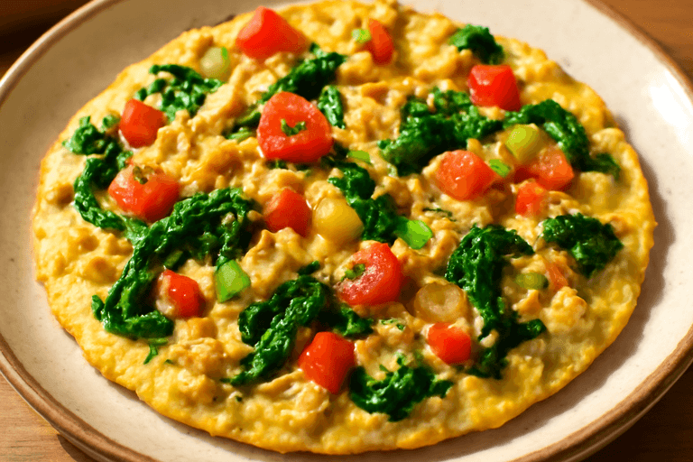 Proteinreiches Gemüse-Omelett mit Haferflocken