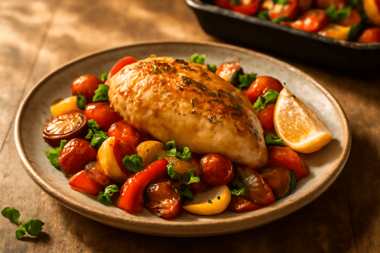Pollo al Horno con Verduras Mediterráneas