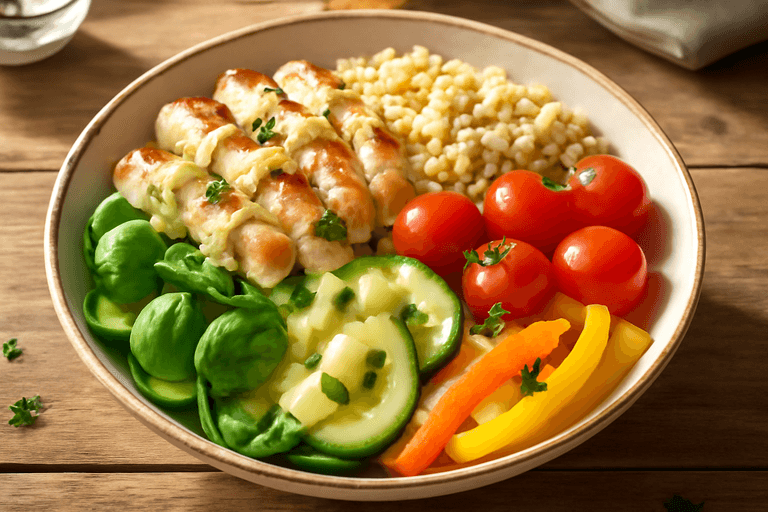 Leichter Hähnchen-Gemüse-Bowl