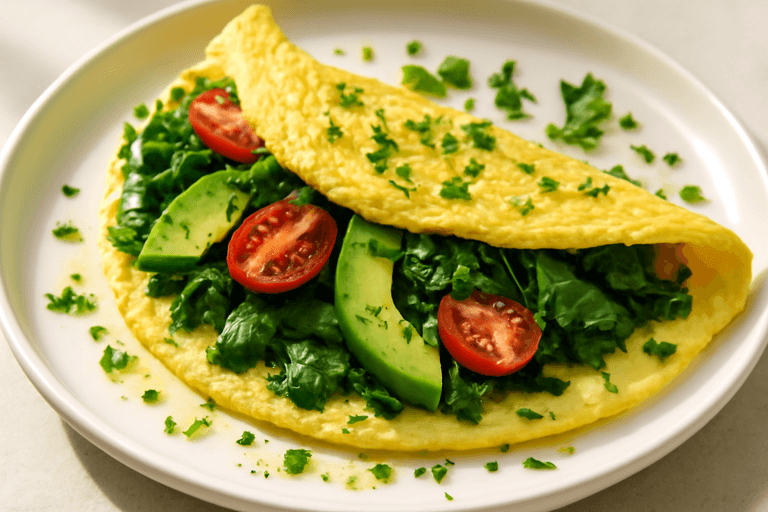 Green Goddess Omelett med Avokado & Färska Örter