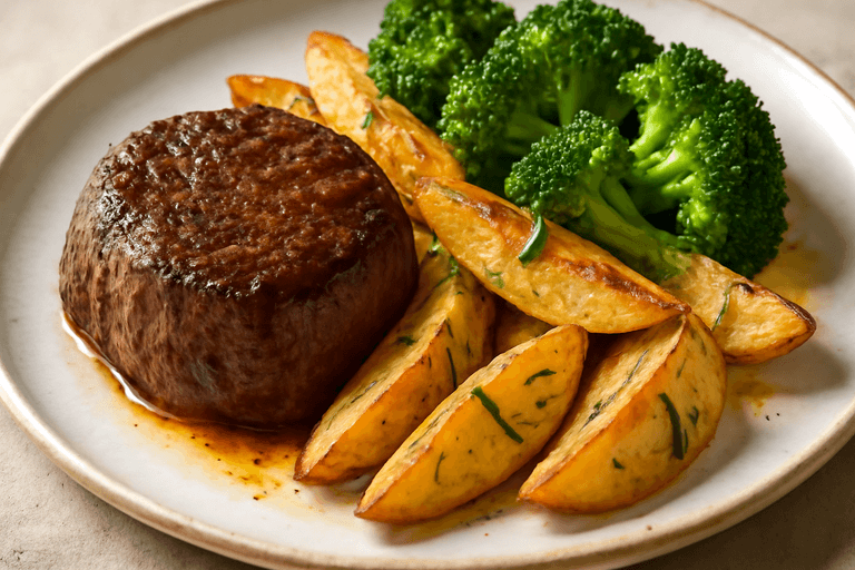 Proteinreiches Rinderfilet mit Ofenkartoffeln und Brokkoli