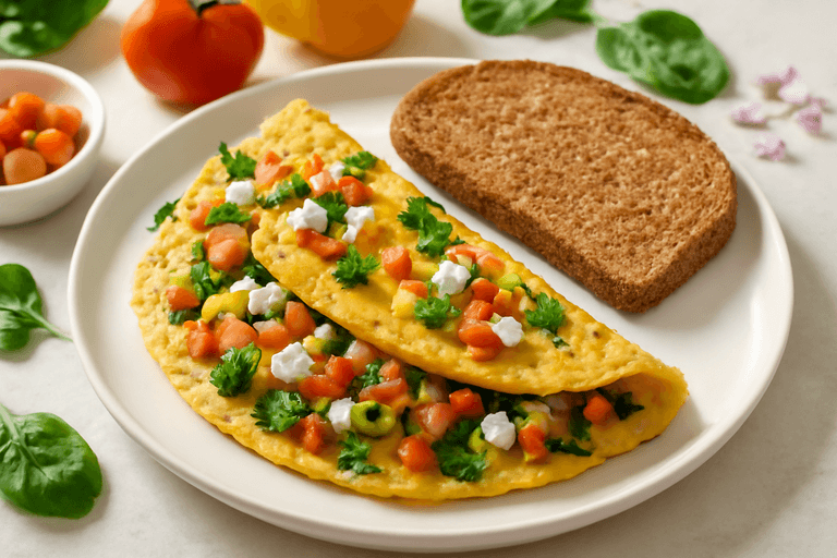 Protein-Packed Veggie Omelette with Whole Grain Toast