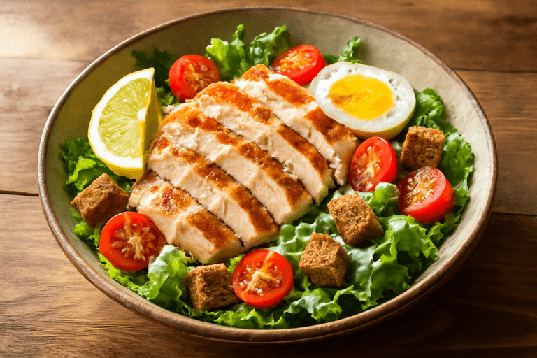 Klassieke Kip Caesar Salade met Volkoren Croutons