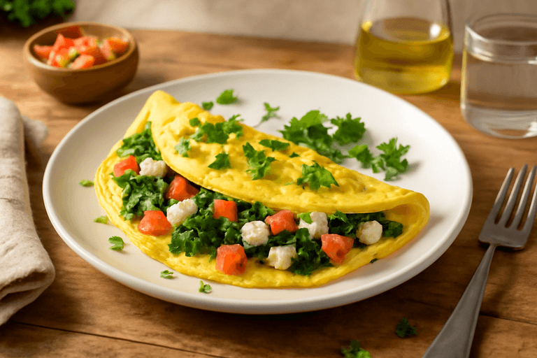 Energie-Start Omelett mit Tomaten & Spinat