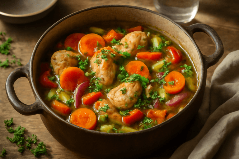 Lett kyllinggryte med grønnsaker og urter