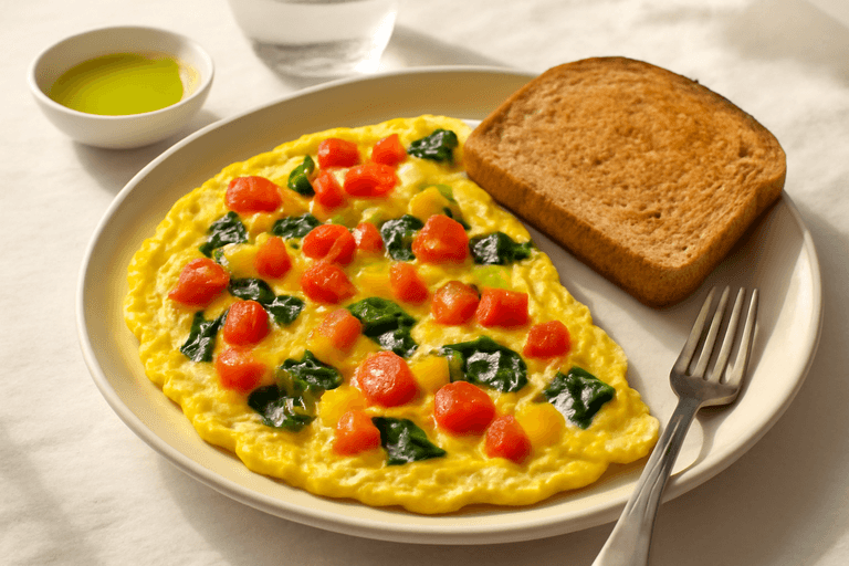 Power Start Veggie Omelet with Whole Grain Toast