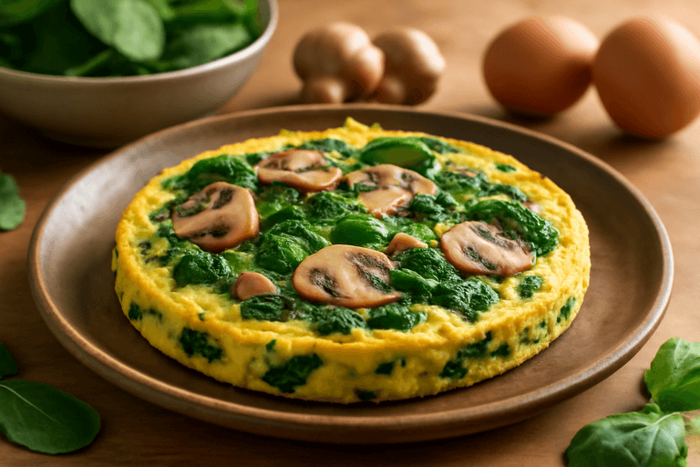 Tortilla Energizante de Espinacas y Champiñones