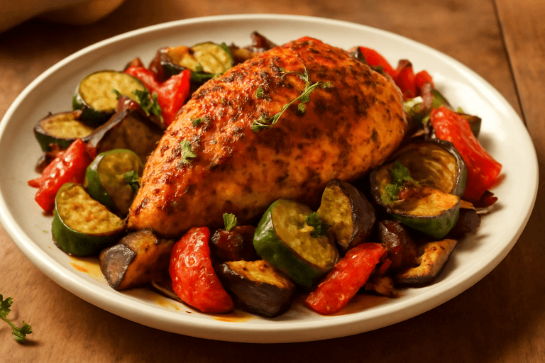 Pollo al Horno con Verduras Mediterráneas