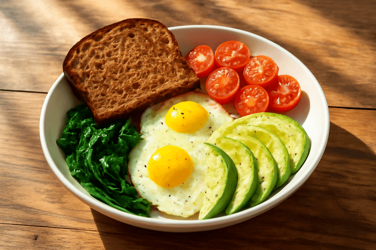 Tazón de Desayuno Saludable con Huevos y Aguacate