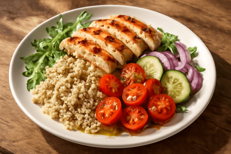 Mediterraner Hähnchensalat mit Quinoa