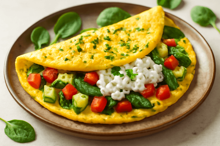 Omletă fitness cu legume și brânză slabă