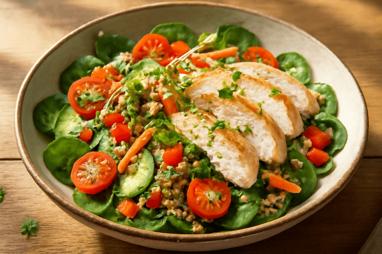 Proteinrik Kycklingsallad med Quinoa & Grönsaker