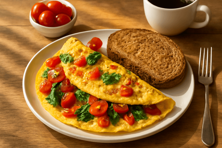 Energizing Veggie Omelette with Whole Grain Toast